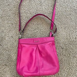 Authentic Coach Pink Fuchsia Leather Messenger Bag